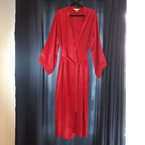 Vintage Cacique Silk & Nylon Red Robe Size 18/20
